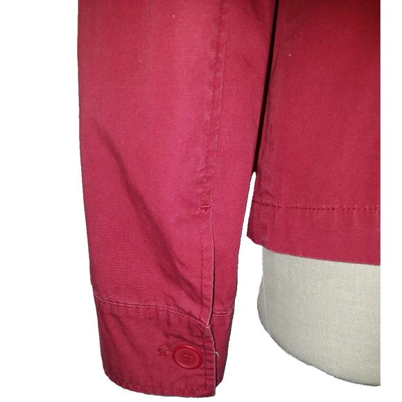 H&M Red 100% Cotton Jacket Big Pockets Unlined Lightweight Distressed 14 - Picture 6 of 8